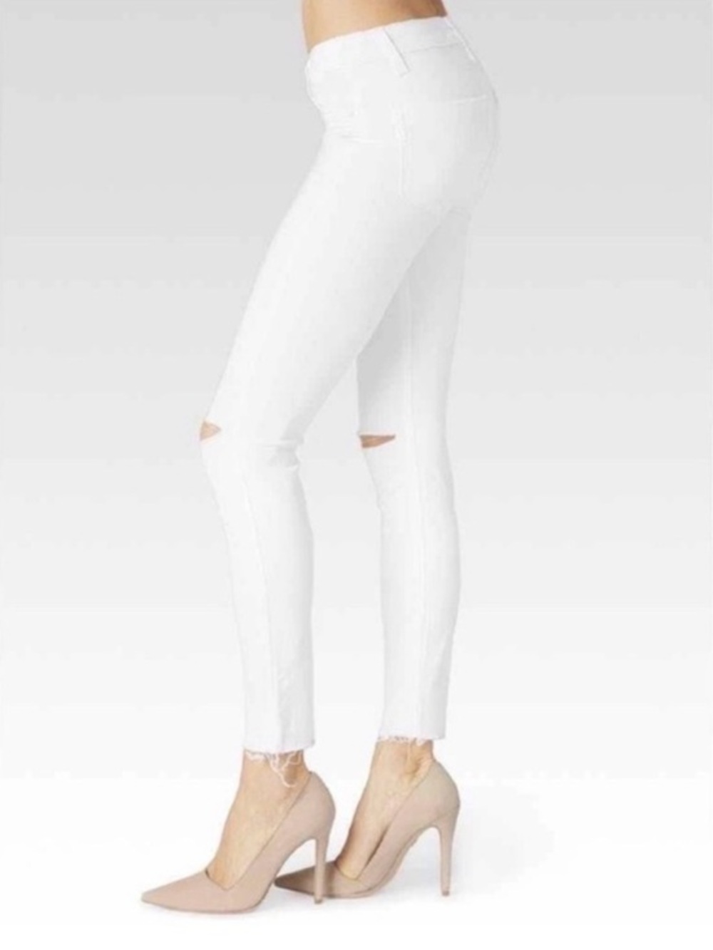 💗 Paige- White Women's Skinny Ripped Knee Jeans- Size 28